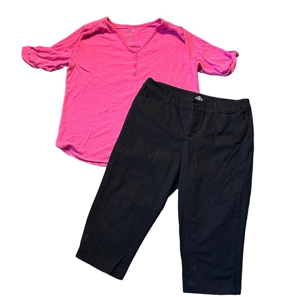 St. John's Bay Black Women's Capris and large Croft and barrow shirt box 2